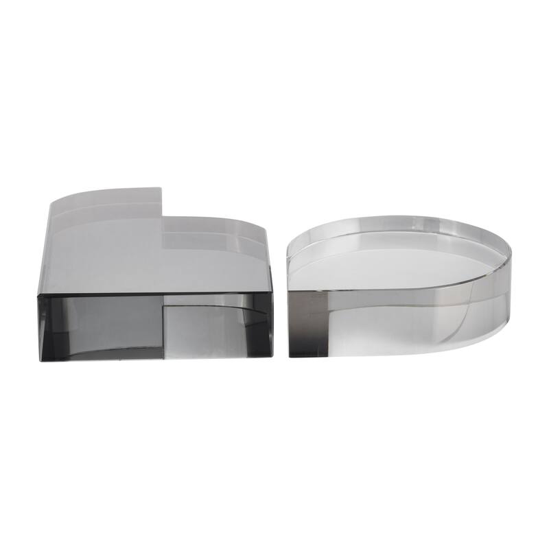 Sagebrook Home Glass, Set Of 2 6" Contemporary Bookends, Smoke, Novelty, 6"H, Solid Color - 6.0" x 2.0" x 6.0"
