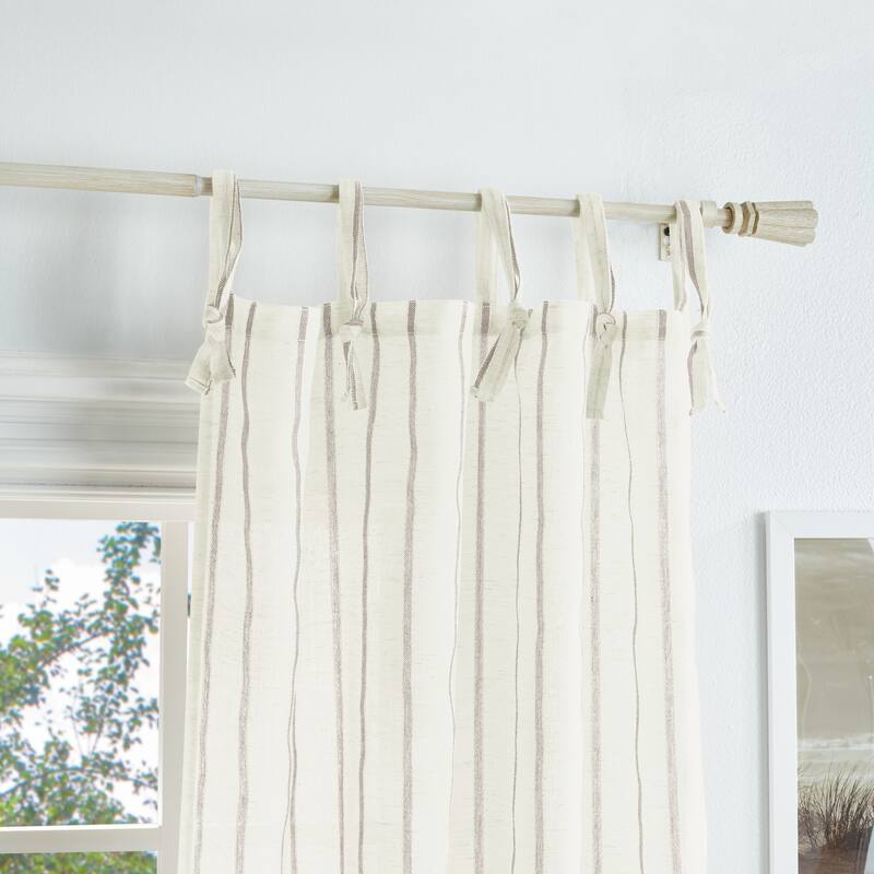 Martha Stewart Laguna Stripe Semi-Sheer Tie Tab Curtain Panel Pair