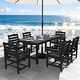 preview thumbnail 6 of 82, 7-Piece HDPE Outdoor Dining Table Sets with Umbrella Hole - 1-Table 6-Chairs