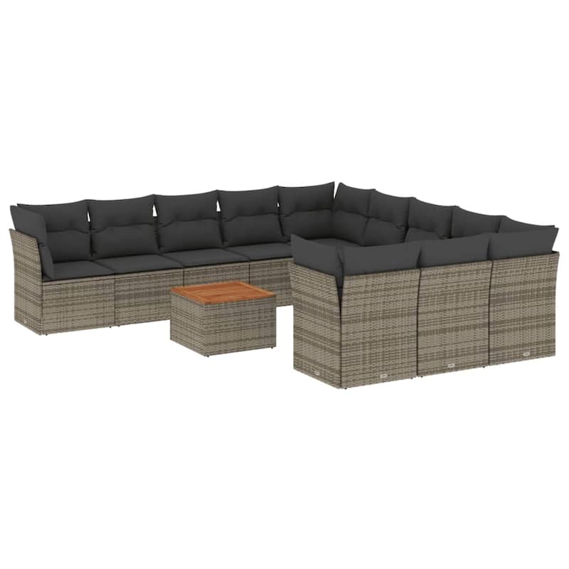 vidaXL Patio Sofa Set with Cushions Outdoor Furniture 12 Piece Poly Rattan - 24.4 x 24.4 x 27.2