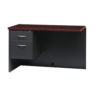 Hirsh 24D x 48W Left Hand Return for Single Pedestal Office Desk, Charcoal / Mahogany