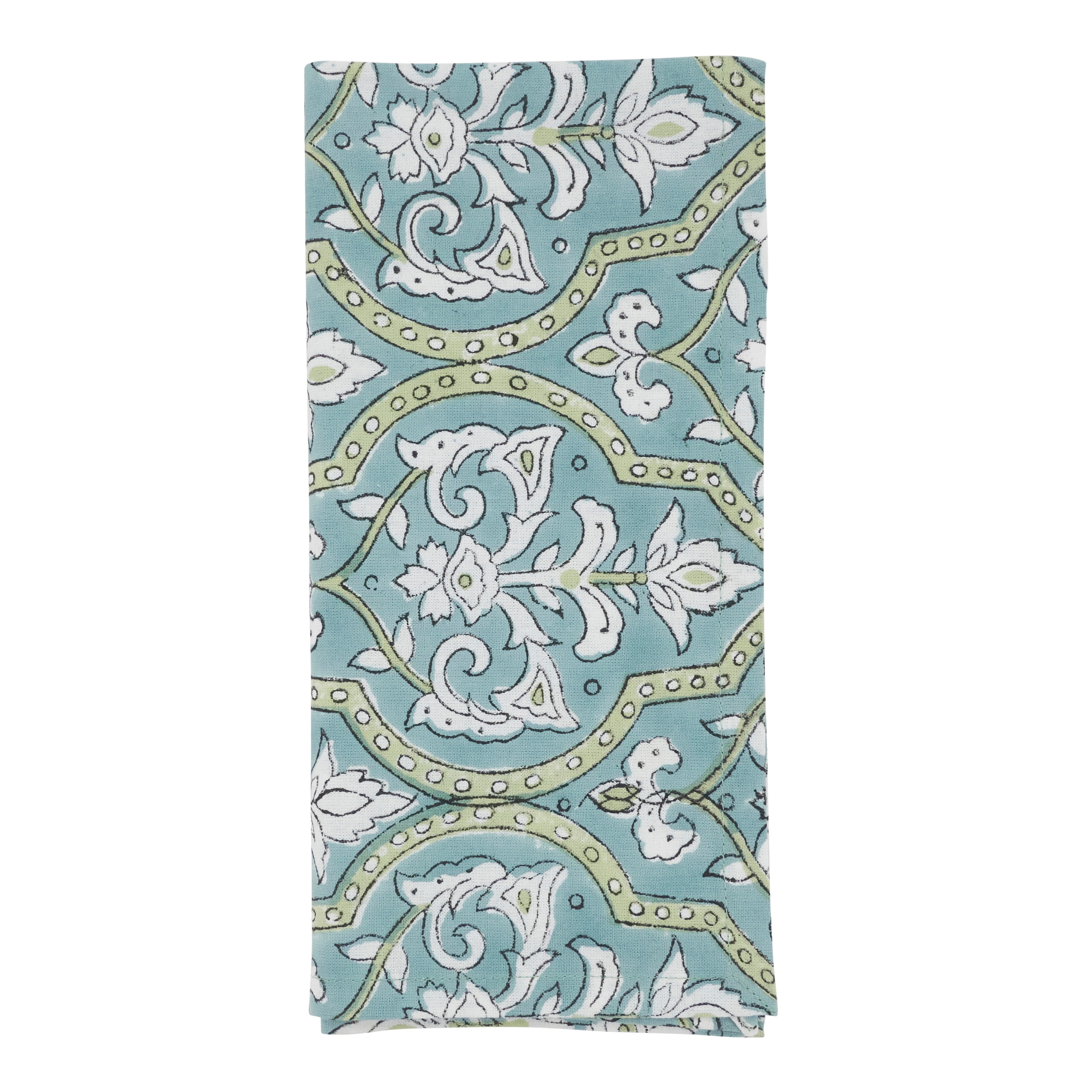 Ornamental Pattern Cotton Decorative Napkins (Set of 4) - Illustrated Motif Design for Dining and Entertaining, 20"x20"