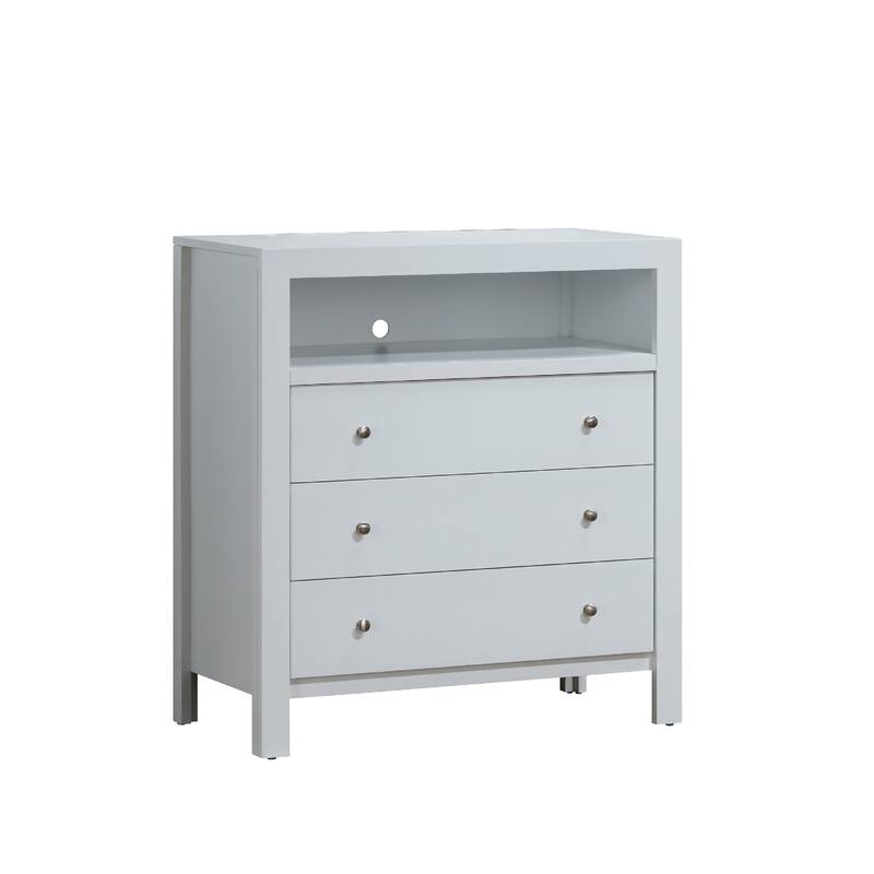 3-Drawer Wooden TV Media Chest - 36" - White