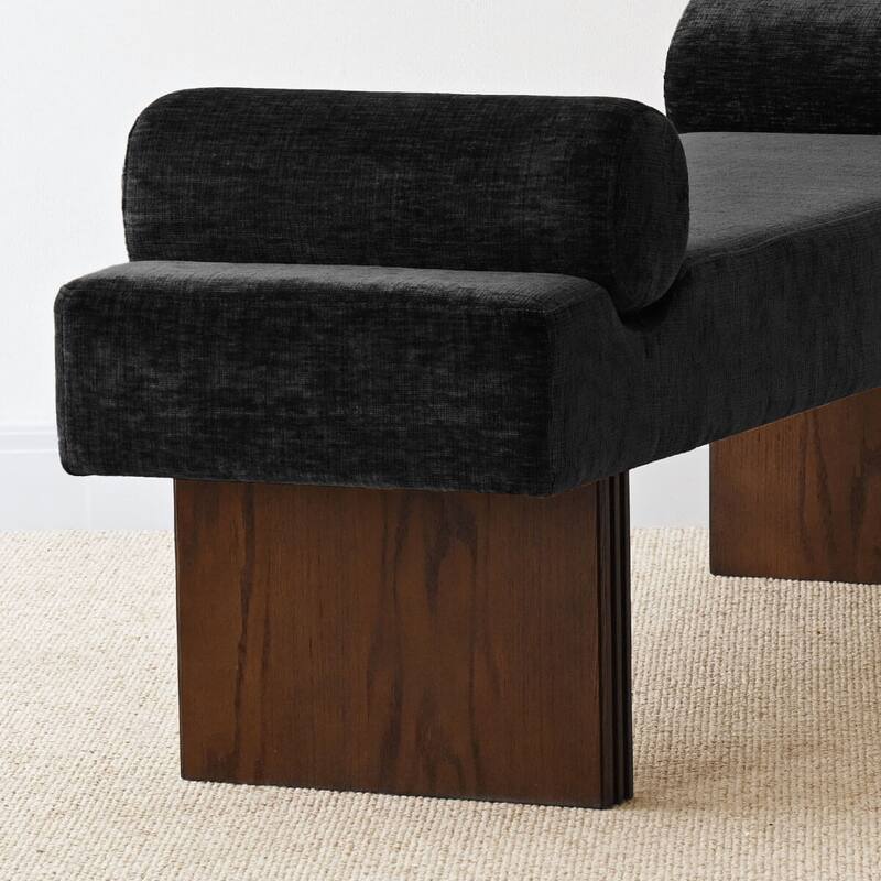 60" Upholstered Bedroom and Entryway Bench with Bolster Pillows