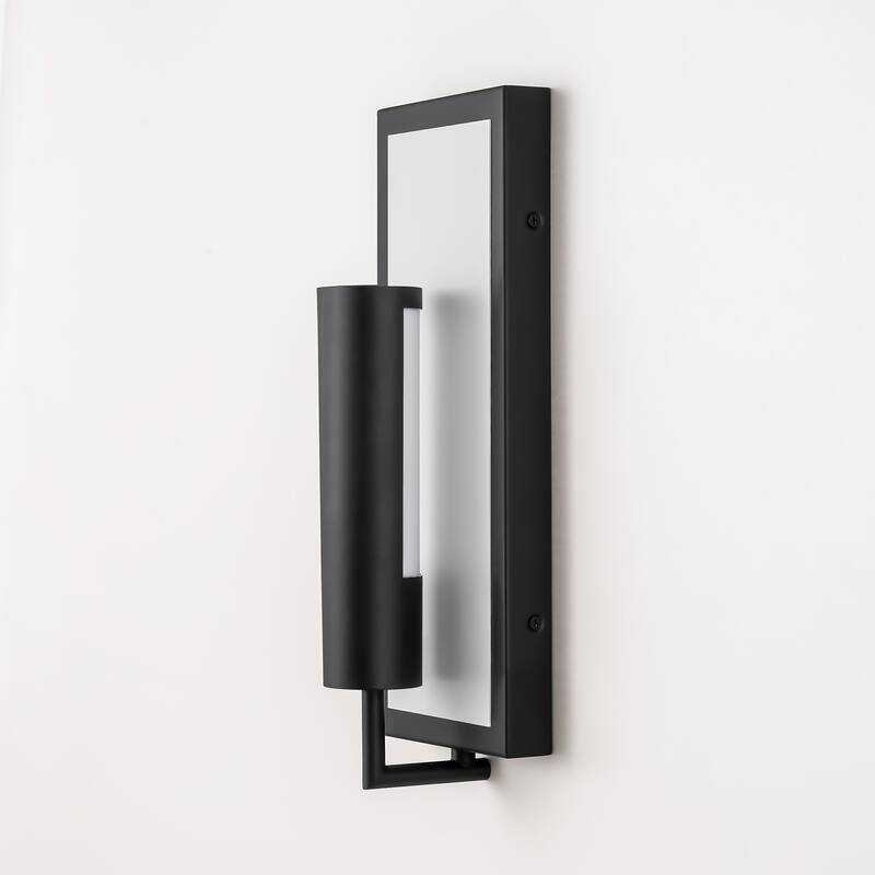 1-Light Modern Black Wall Lights Rectangular Integrated LED Outdoor Wall Sconce Lantern Light - 5 in. W x 13.9 in. H x 3.5 in. D