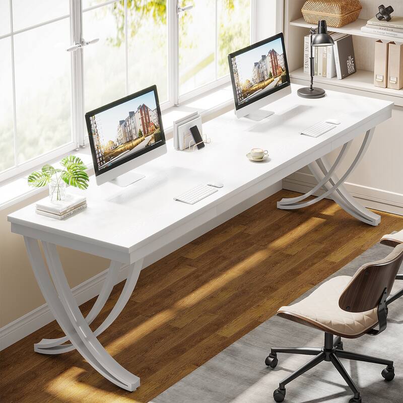 78'' Computer Desk for Home Office, Rectangular Writting Table for Study Room - White
