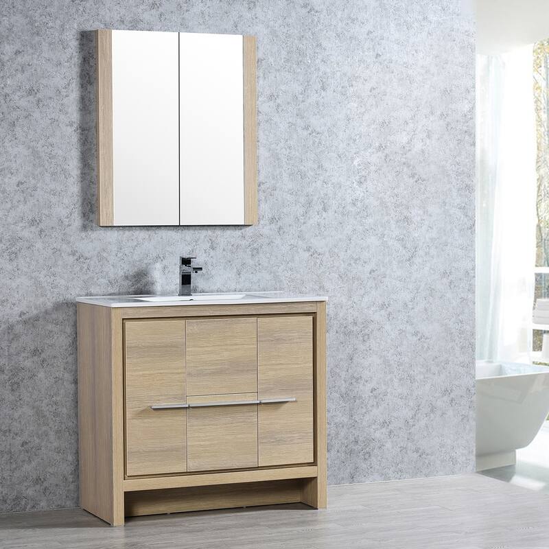 Solid Wood Bathroom Vanity with Mirror Medicine Cabinet