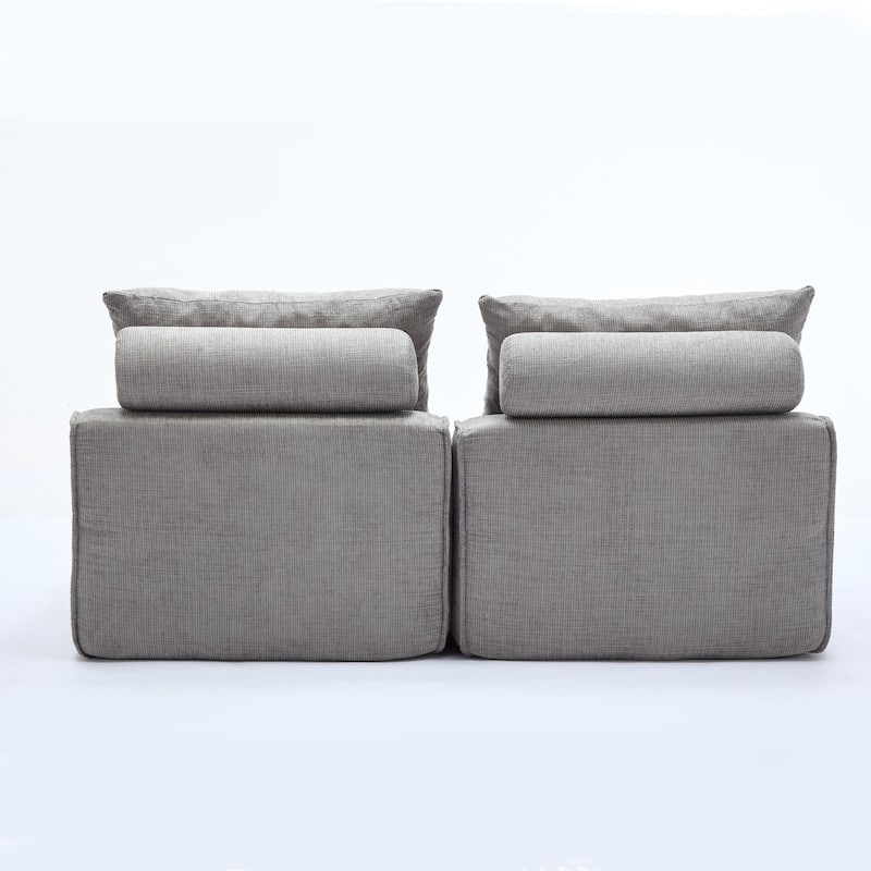 GDFStudio - Chenille Modular 2-Seater 66" Armless Lounge Loveseat Sofa