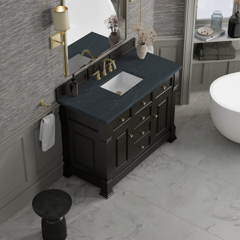 Brookfield 48" Single Vanity, Black Onyx - Charcoal Soapstone