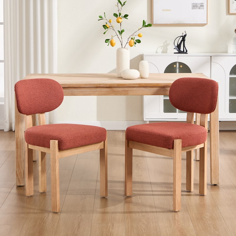 Wooden Dining Chairs Set of 2, Modern Fabric Upholstered Dining Room Chair Kitchen Chairs, Farmhouse Dinner Chair for Kitchen