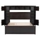 preview thumbnail 9 of 14, Wood Platform Bed with All-in-One Cabinet and Shelf, Slat Support Bed Frame, Storage Headboard with 10 Shelf Cubes & 4 Cabinets
