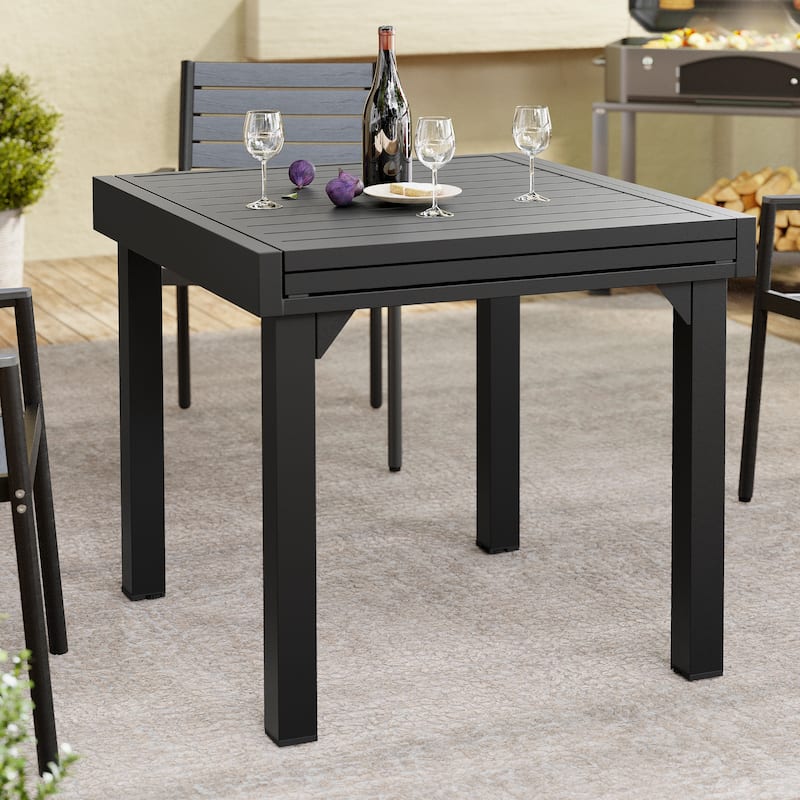 Outdoor Expandable Aluminum Dining Table with Leaf Extension - See Picture