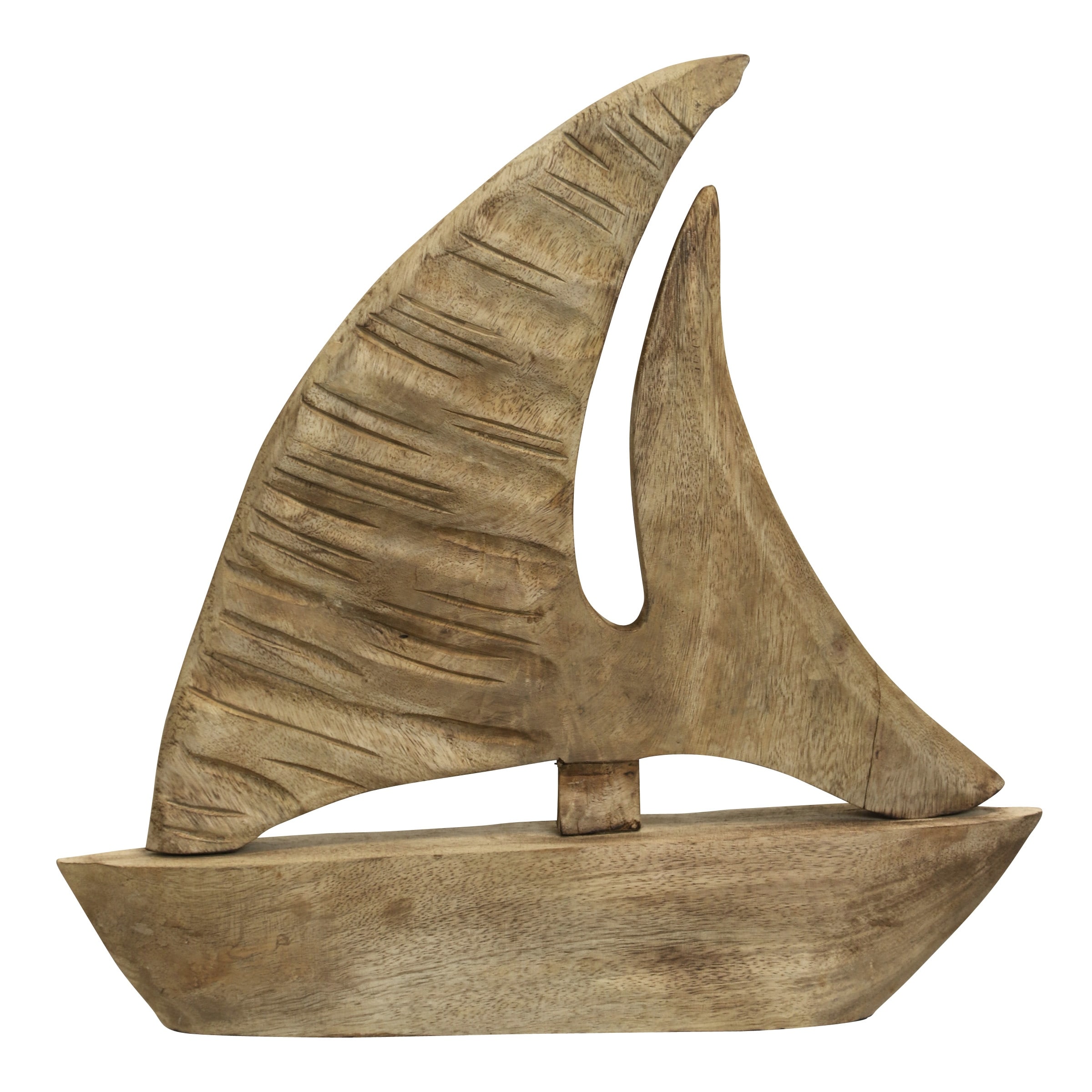 StyleCraft Sail Boat Carved Sculpture - Natural Mango Wood