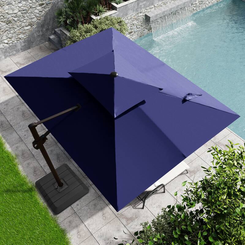 Outdoor 9 x 11 ft Patio Offset Cantilever Umbrella with Weights Base