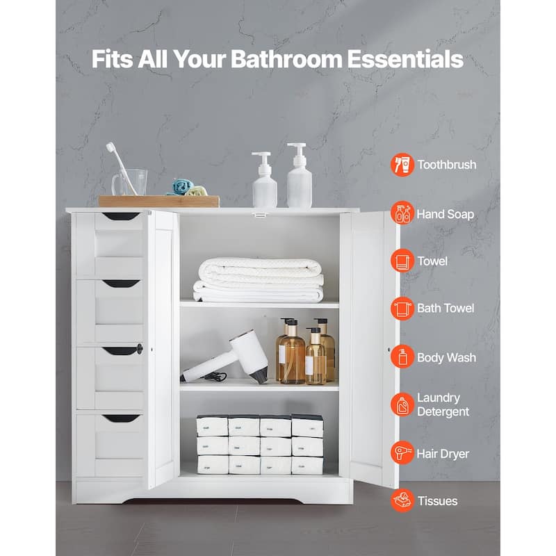 Bathroom Floor Cabinet with Drawers and Adjustable Shelf - 11.8 x 31.5 x 31.9 in