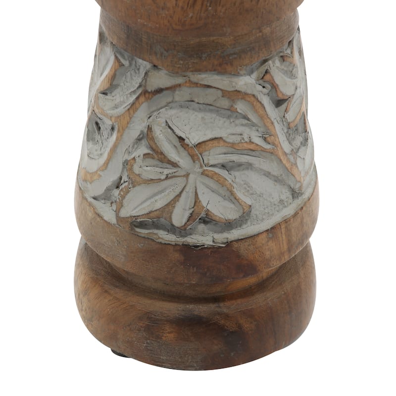 Wood Candle Holder - Set of 3 Bronze - Roche River Decor - 4"W x 4"L x 10"H