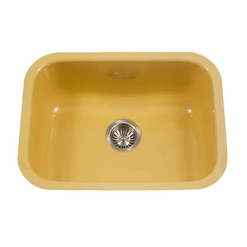 Houzer Porcela 22-3/4" Single Basin Undermount Porcelain Enameled