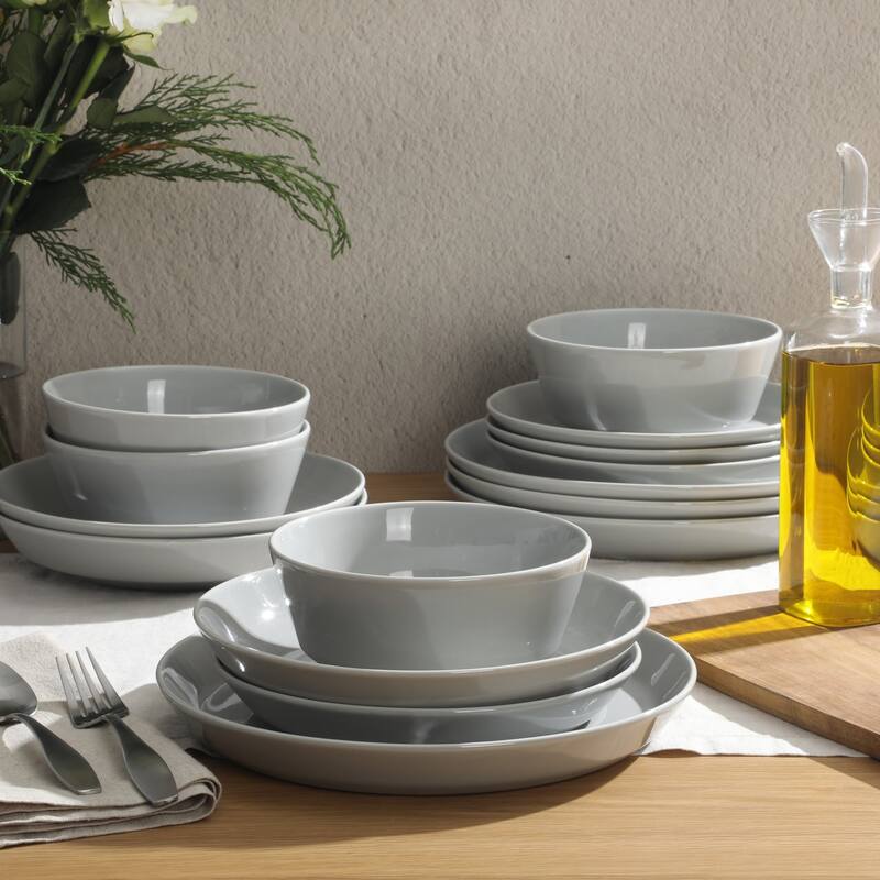 Gibson Home Summer Shades 16 Piece Plates and Bowls Dishes Service for 4 Stoneware Dinnerware Set