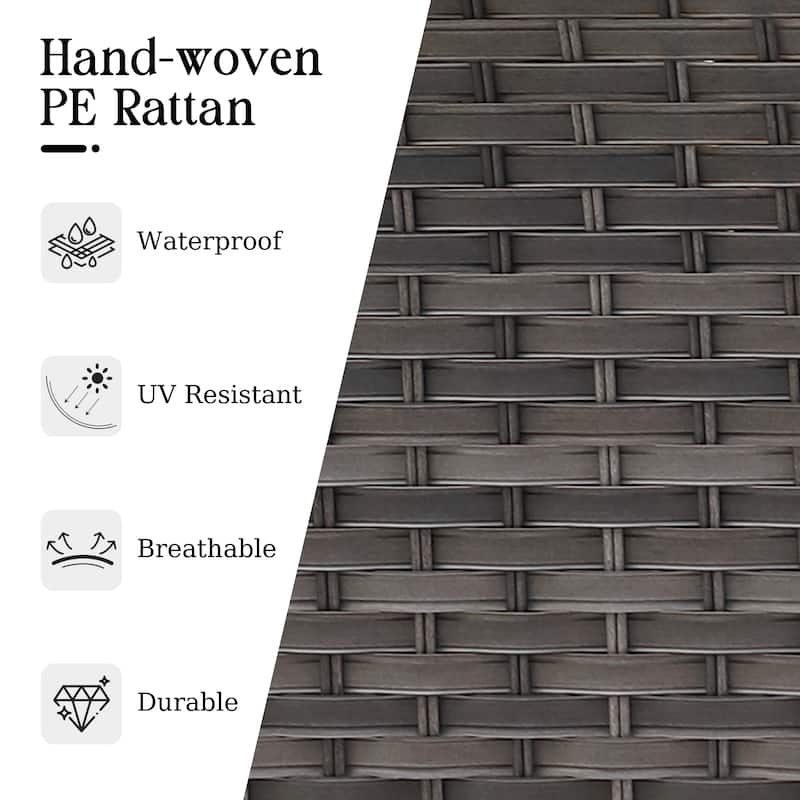 HOOOWOOO 4-piece Wicker Outdoor Conversation Set with Glass Coffee Table