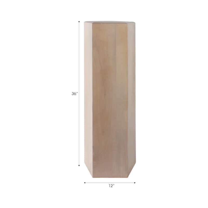 Natural Wood Side Table Elegant Geometric Design Narrow End Accent