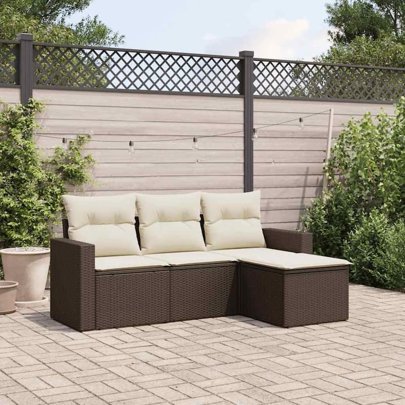 vidaXL Garden Sofa Set Brown, Cream White - 21.7 x 21.7 x 14.6