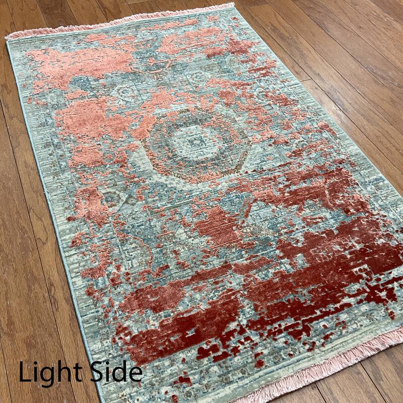 HERAT ORIENTAL Turkish Modern Erased Design Wool & Silk Rug - 2' x 2'11"