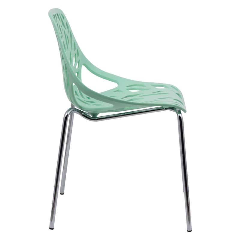 Asbury Stackable Dining Chair with Chrome Legs Side Chair with Modern Cut-Out Design Backrest