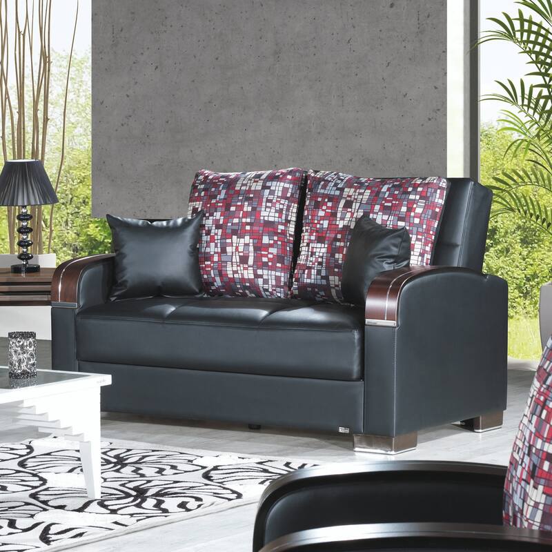 Collection Upholstered Convertible Loveseat With Storage