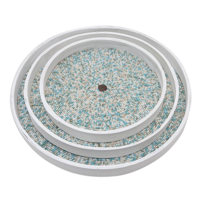 Novica Handmade Circles Of Hope Beaded Bamboo Wall Art (Set Of 3)
