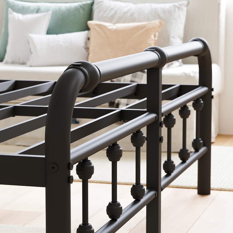 14 Inch Meatl Platform Bed With Headboard And Tailboard For Storage