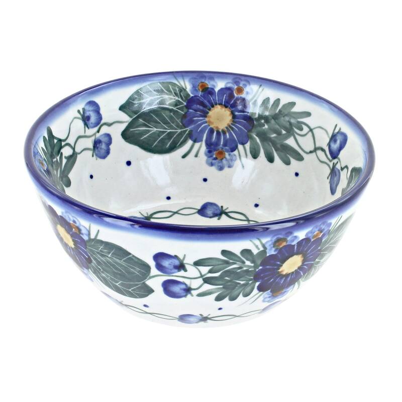 Blue Rose Polish Pottery WR Unikat Cereal Bowl - Forget Me Not