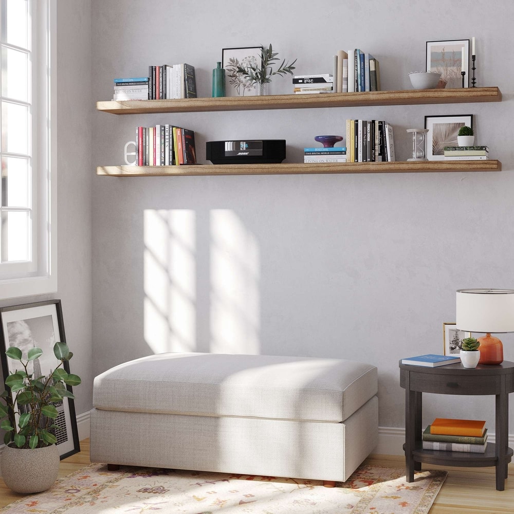 Wallniture BOIS 48-60-72 inch Long, 9.25" Deep, 1.5" thick Floating Shelf with Hidden Bracket, Living Room Decor Burnt, 1 Pc