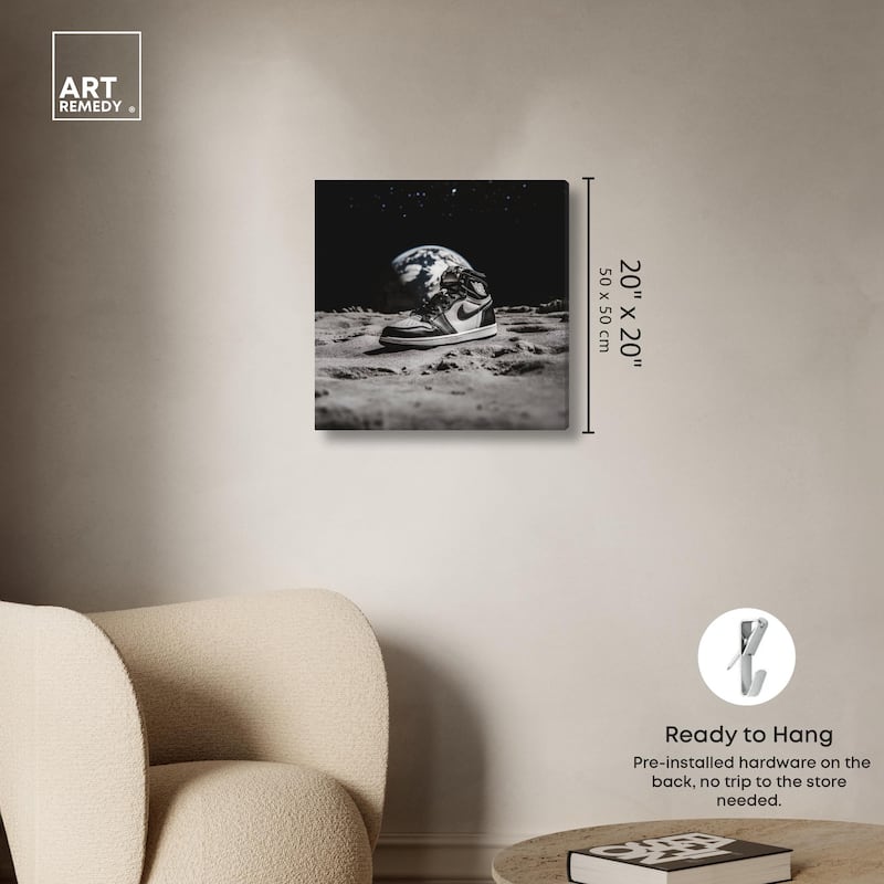 Moon Kicks Canvas by Art Remedy, Gallery Wrapped