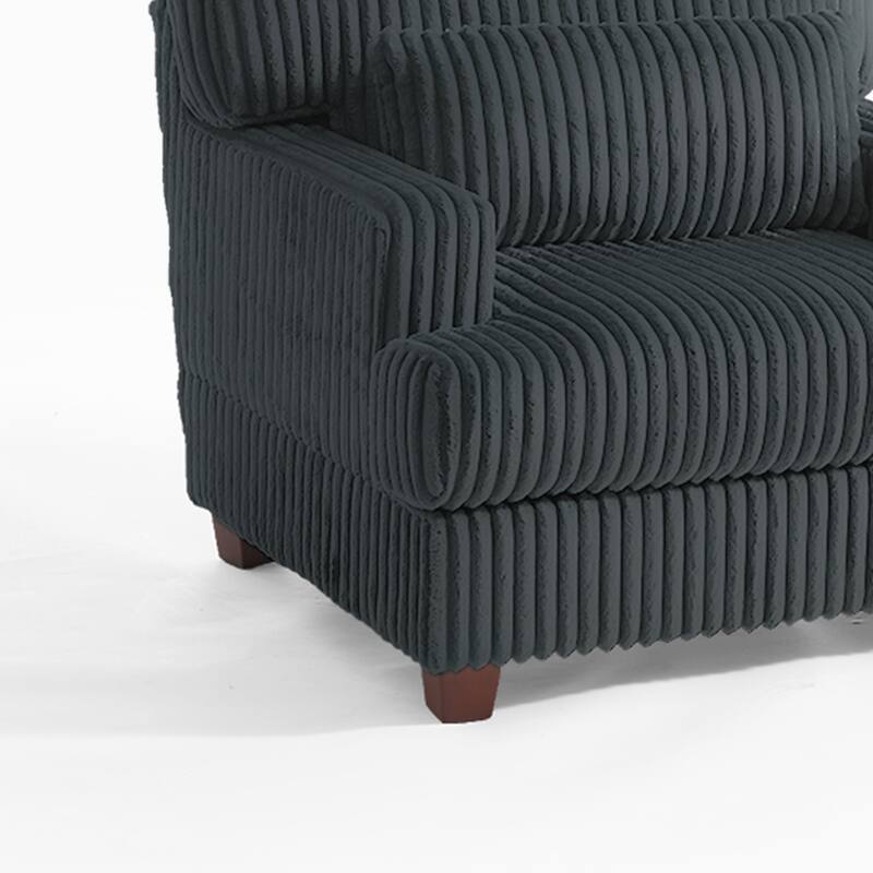 36" Wide Oversized Upholstered Chaise Lounge Accent Chair with Ottoman