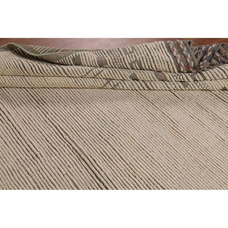 Modern Moroccan Large Area Rug Handmade Beige Wool Carpet - 9'11"x 15'9"