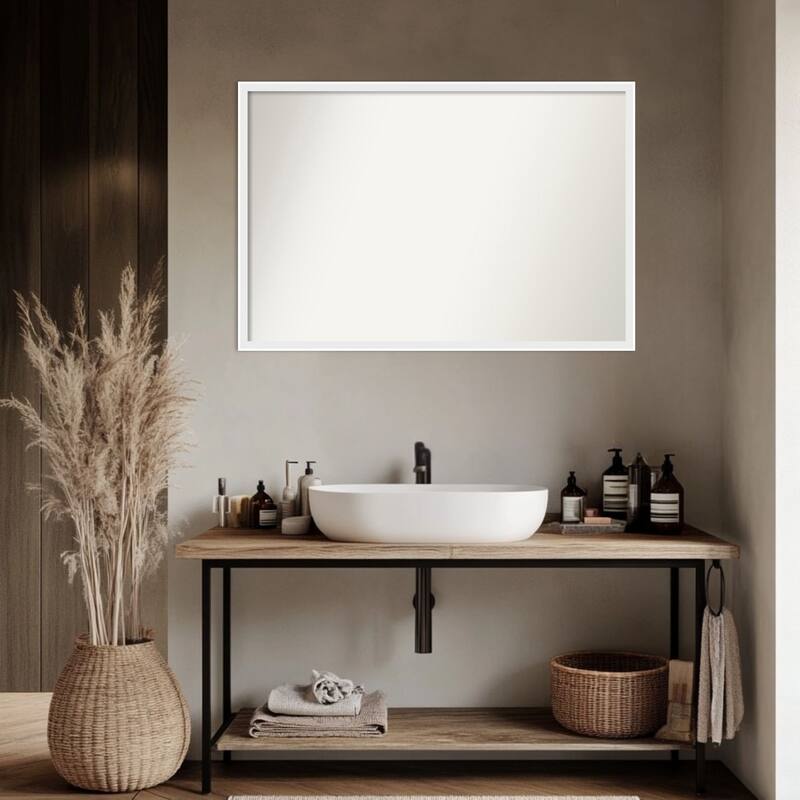 Incline Non-Beveled Wood Framed Bathroom Vanity Wall Mirror