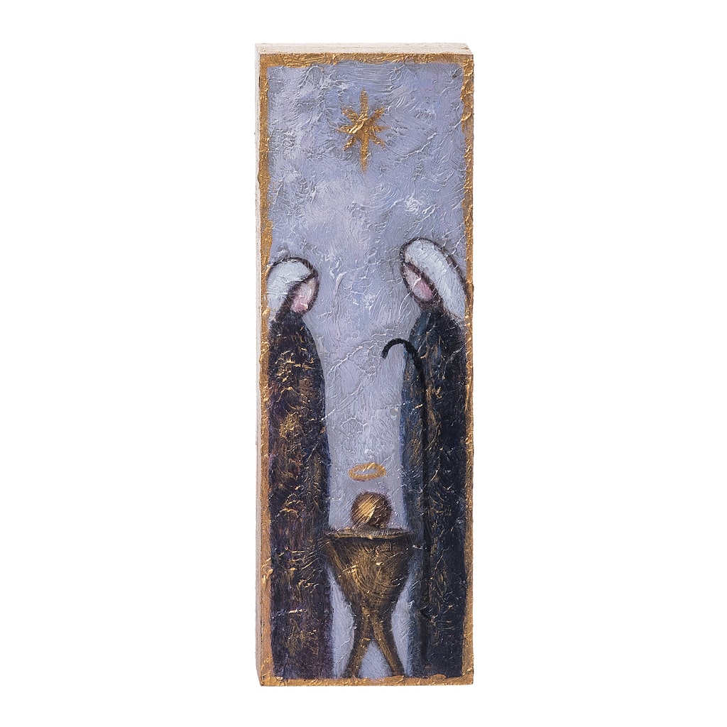 Transpac Wood 11.81 in. Multicolor Christmas Block With Holy Family Hand Painted