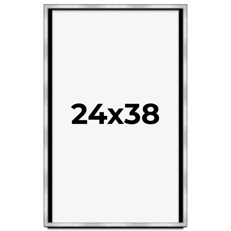 24x38 Shadow Box Frame Silver | 1.375 Inches Deep Real Wood
