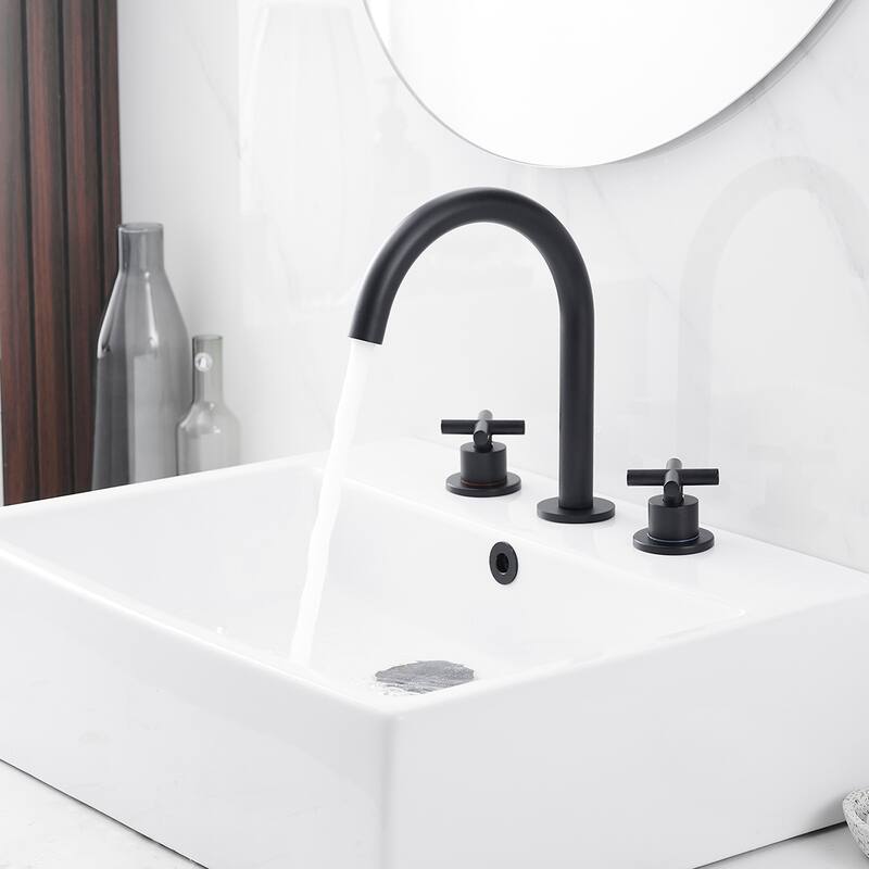 Widespread Bathroom Faucet 3-Hole Double Handle Vanity Tap with Pop-Up Drain