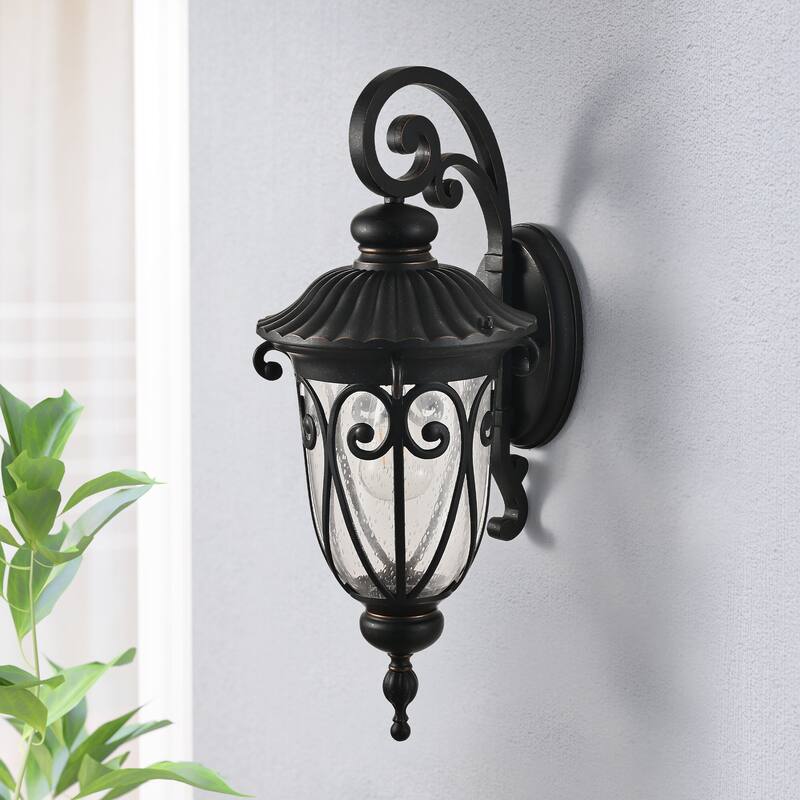 Classic Outdoor Wall Lantern, with Bubble Glass, Weatherproof Exterior Light Fixture for Porch, Patio, and Entryway