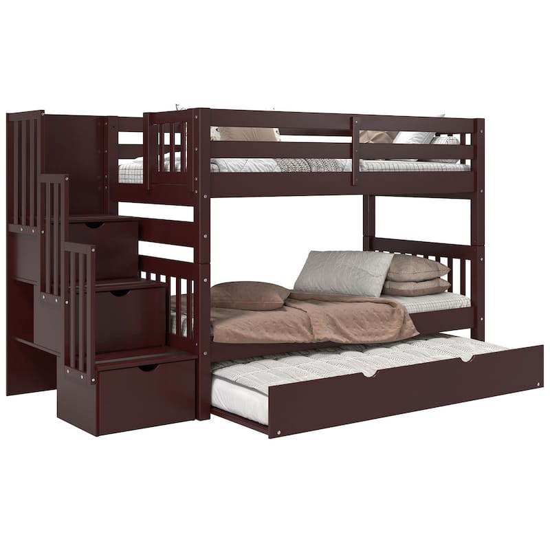 Taylor & Olive Trillium Twin over Twin Stairway Bunk Bed, Twin Trundle
