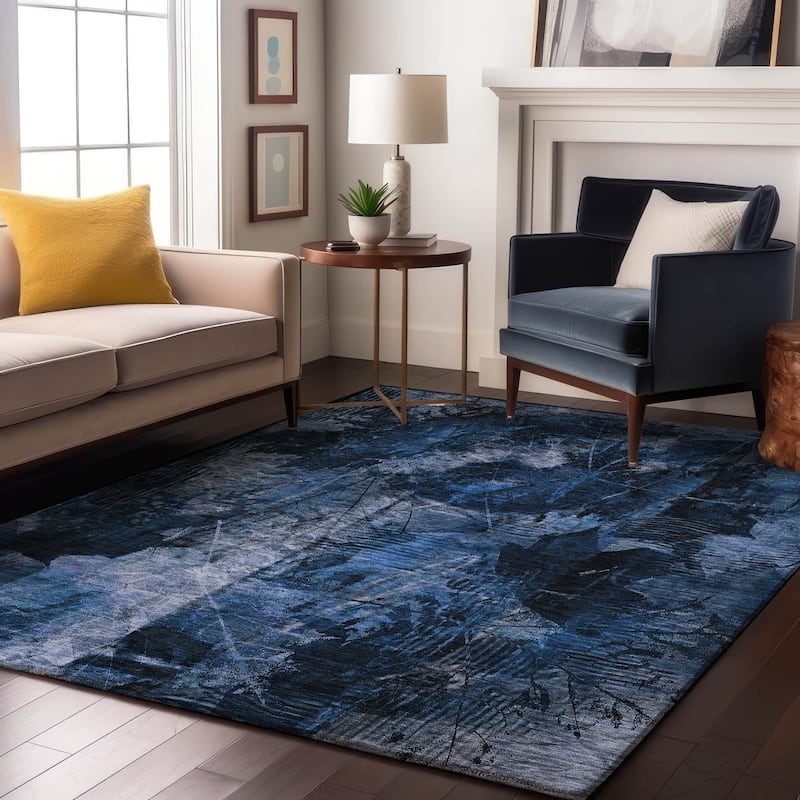 Premium Washable Super Soft Abstract Nature Mayfield Rug - Navy - 10' x 14' - Rectangle