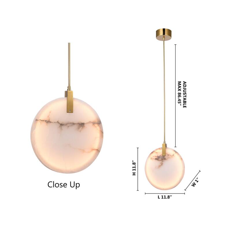 Gold LED Stainless Steel Pendant With Alabaster Shade