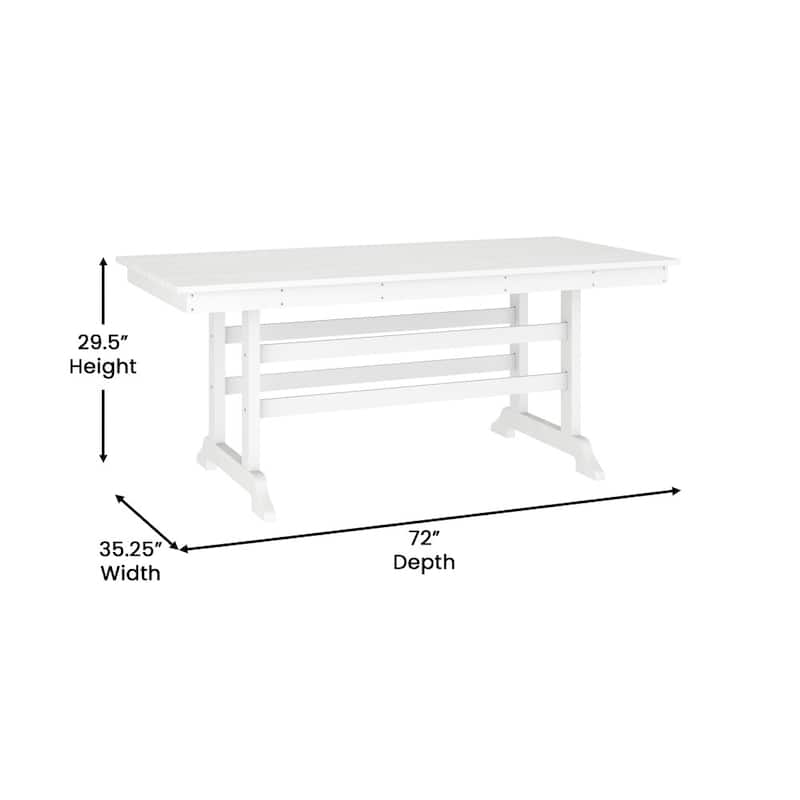 Commercial All Weather Adirondack Table and 6 Chairs with Cupholders
