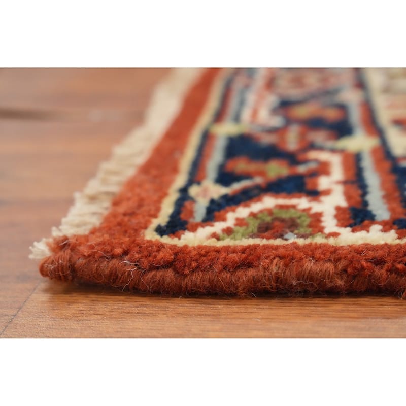 Hand Knotted Oriental 100% Wool Carpet Traditional Medallion Oranges & Rust Heriz (serapi) Area Rug - 3' 0'' X 2' 0''