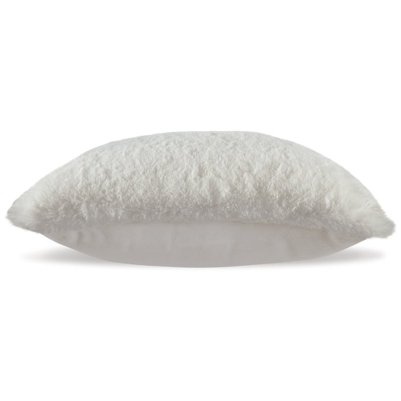 Dift Square Accent Throw Pillow, 20 Inch, White Faux Rabbit Fur Face