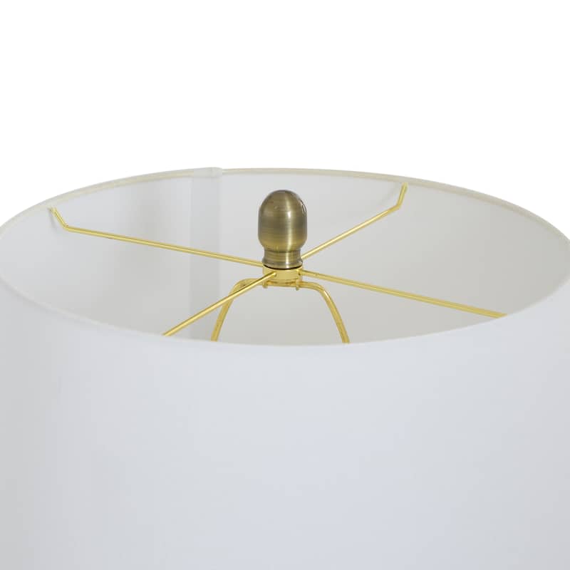 StyleCraft Glass & Steel Table Lamp - Opulence Gold - Off-White Shade