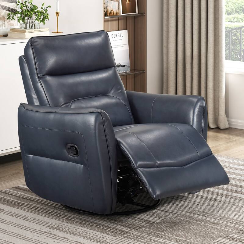 Esther 36" Leather Swivel Glider Recliner - Pull-Handle Motion