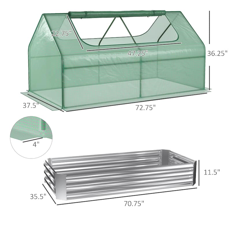 Galvanized Outdoor Planter Box Raised Garden Bed with Cover for Herbs and Vegetables