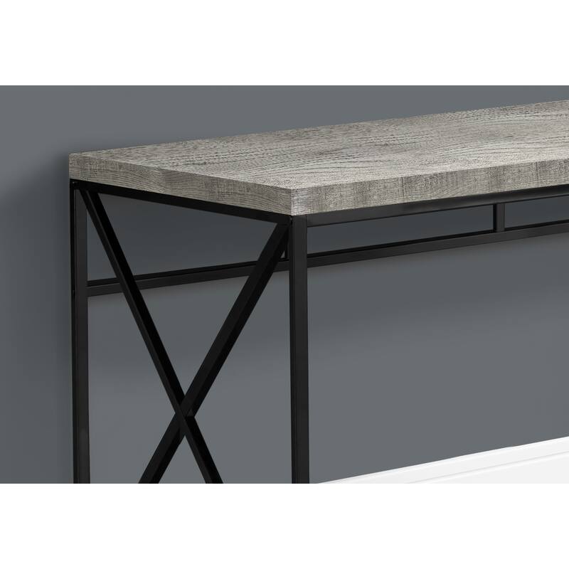 Computer Desk, Home Office, Laptop, Work, Grey Laminate, Black Metal, Contemporary - Grey